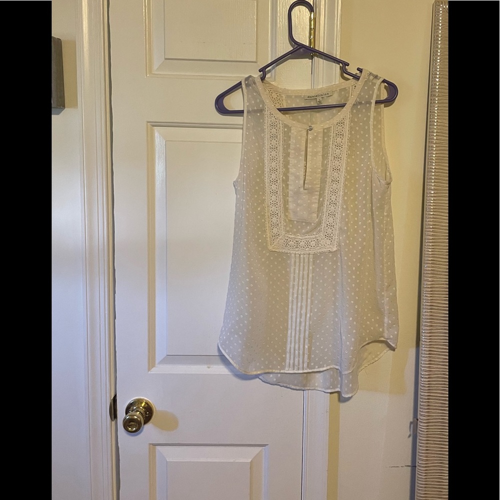 daniel rain cream blouse with lace details.